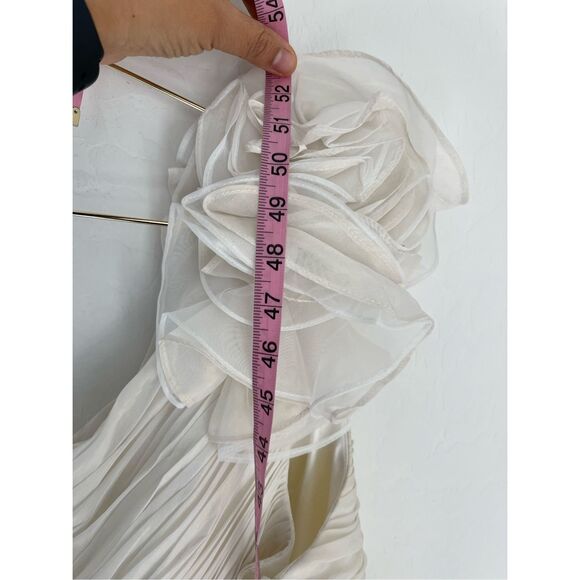 MAC DUGGAL Rosette One Shoulder Tea Length Dress Plus Size 16 - Picture 7 of 12